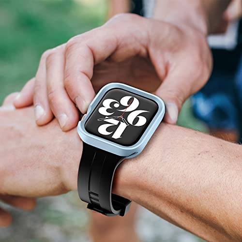 Amizee 2 Pack Rugged Case Compatible with Apple Watch Case Series 9/8/7 45mm SE 3/2/1 Series 6/5/4 44mm, Soft TPU Shockproof Bumper Drop Proof Protective Cover for iWatch (Light Blue/Clear) by Amizee - Image 7