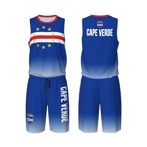 DABOYOZHZH Cape Verde Flag Basketball Uniform Suit for Men Team Training Athletic Gradient Jersey