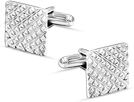 LeCalla Signature Men's 925 Sterling Silver Square Cufflinks Wedding Gift for Dad, Doctor, Lawyer Father's Day