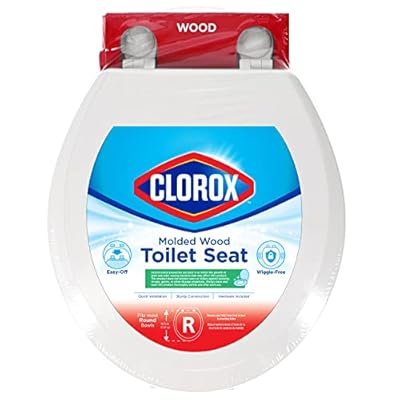 Clorox Round Wood Toilet Seat with Easy-Off Hinges-Wiggle Free Design ?16.54 x 16.5 x 0.99 inches