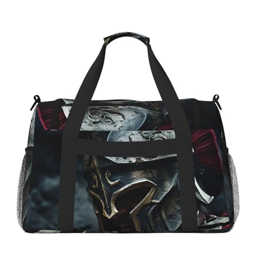 Spartan Warrior Helmet Foldable Travel Duffel Bag Tote Carry On Luggage Bag For Weekend Getaways, For Spontaneous Trips2