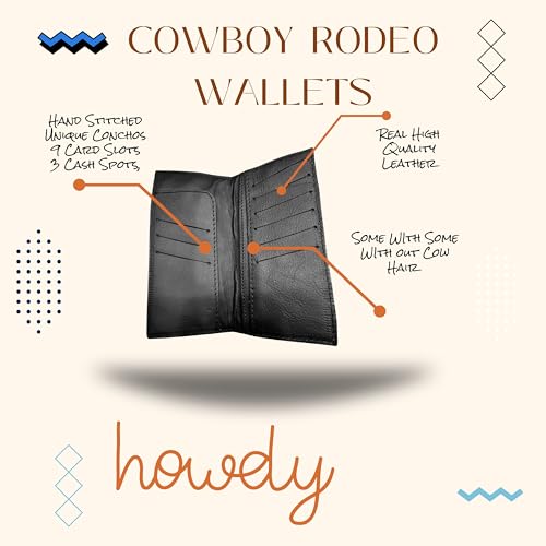 Men’s Long Leather Wallet – Cowboy Praying at Cross Concho – Two-Tone Brown & Black Floral Tooled – Made in Mexico – Western Christian Gift for Cowboys3