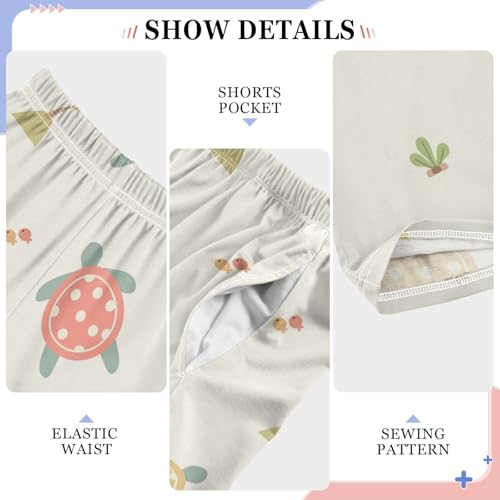 Turtle Cartoon Boys Pants Boys Athletic Pants Long Pant for Boywith Pockets Wide-Leg Size 6-14Y4