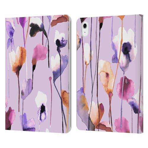 Housse cuir iPad Air 11 compatible 2022 2024 motif violet lilas floral Ninola