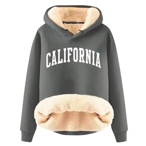 NLAND Sudadera con Capucha de Forro Polar para Mujer Jersey Manga Larga Casual Hoodie Oversized Fleece Sudadera Pullover Hombre(Gris Oscuro,M)
