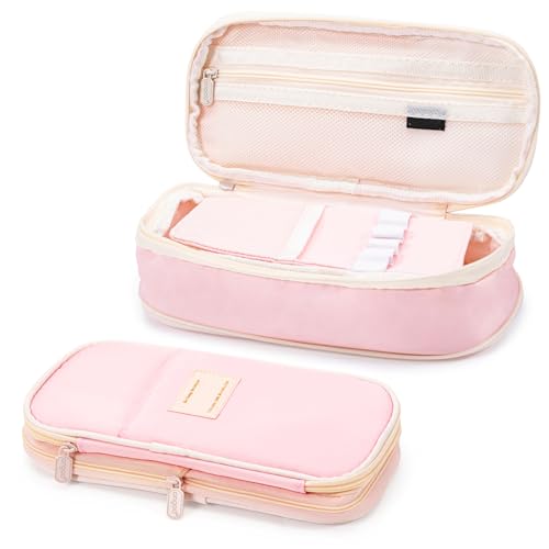 Image of Vinuwu Pencil Case for Girls, Pink Big Capacity Pen Pouch with Zip