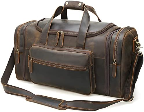 Polare 23'' Expandable to 28'' Full Grain Cowhide Leather Gym Duffle Weekender Overnight Travel Duffel Bag For Men 1 Polare 23'' Expandable to 28'' Full Grain Cowhide Leather Gym Duffle Weekender Overnight Travel Duffel Bag For Men