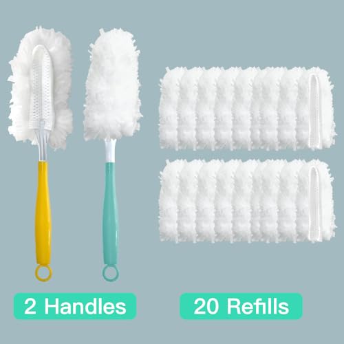 Image of Car Interior Duster - Ultimate Cleaning Tool for Cars, House, and Office - Compact Mini Design for Effortless Dust Removal Stereo-Single Sided Design 2handle +20 Duster Refills.
