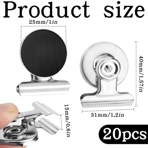 20 Stück Magnetklammern,Magnete mit Klammer,Magnetische Clips,Magnete Kühlschrank,für Magnettafeln,Kühlschränke,Fotos, Schulen,Wohnungen,Büros