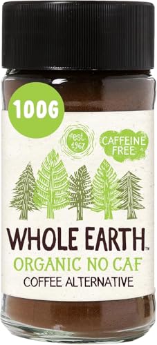 Whole Earth Nocaf Coffee 100g - Organic - Caffeine Free - Smooth, Full-bodied Roasted Flavours - Just Like Coffee - Barley, Figs and Chicory - Suitable for Vegetarians and Vegans