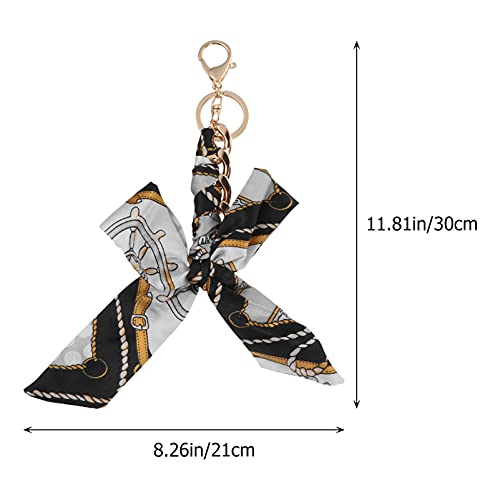Osaladi Bowknot Silk Ribbon Bag Pendant Keychain Fashion Handbag Handle Decor For Purse Tote Bag Handbag Black #TOP6