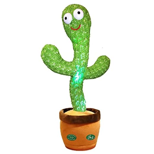 Pbooo Dancing Cactus Toy,Talking Repeat Singing Sunny Cactus Toy 120 Pcs Songs for Baby 15S Record Your Sound Sing+Repeat+Dancing+Recording+LED