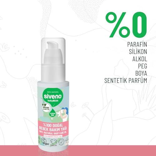 Siveno %100 Doğal Bebek Yağı Organik Jojoba Bakım Masaj Yağı Parafinsiz Bitkisel Vegan 50 ml