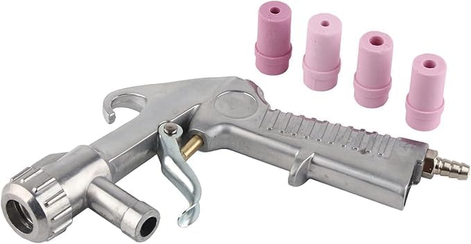 Sandblaster Air Siphon Feed Gun Nozzle with 4pcs Ceramic Tips for Abrasive Sand Blasting, Blasting Sandblaster Siphon Feed Gun Nozzle