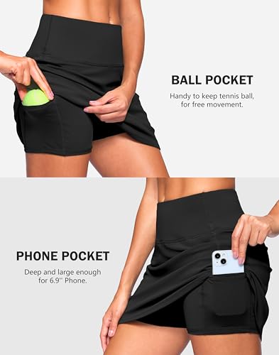Image of SANTINY 13.5 inch /15 inch Skorts for Women with 2 Pockets High Waisted A Line Casual Pickleball Golf Skort Athletic Tennis Skirt