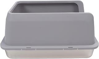 Sxhlseller Extra Large Stainless Steel Cat Litter Box Anti-Splash, High Sides for Multiple Cats Stainless Steel Cat Litter Box (Light Grey)