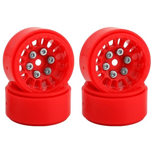 ZIJOT 1.0" Nylon Beadlock Wheel Rims 4PCS Wheels for Ascent-18 TRX4M SCX24 FCX24 1/24 1/18 RC Crawler, (red) by ZIJOT - Used condition - US$7.12