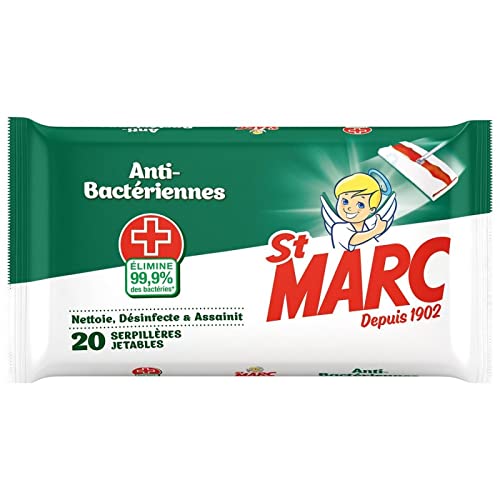 ST MARC - Serpillières Jetables Imprégnées Anti-Bactériennes Pack Éco - Lot De 4 - Vendu Par Lot De 4 - 80 Serpillières De Nettoyage Humides - Scent Frais - Pour Sol, Comptoir, Mur