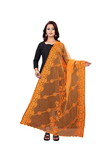 Dupatta brodé orange N°4 de 2,30Mtr idéal pour mariages et fêtes