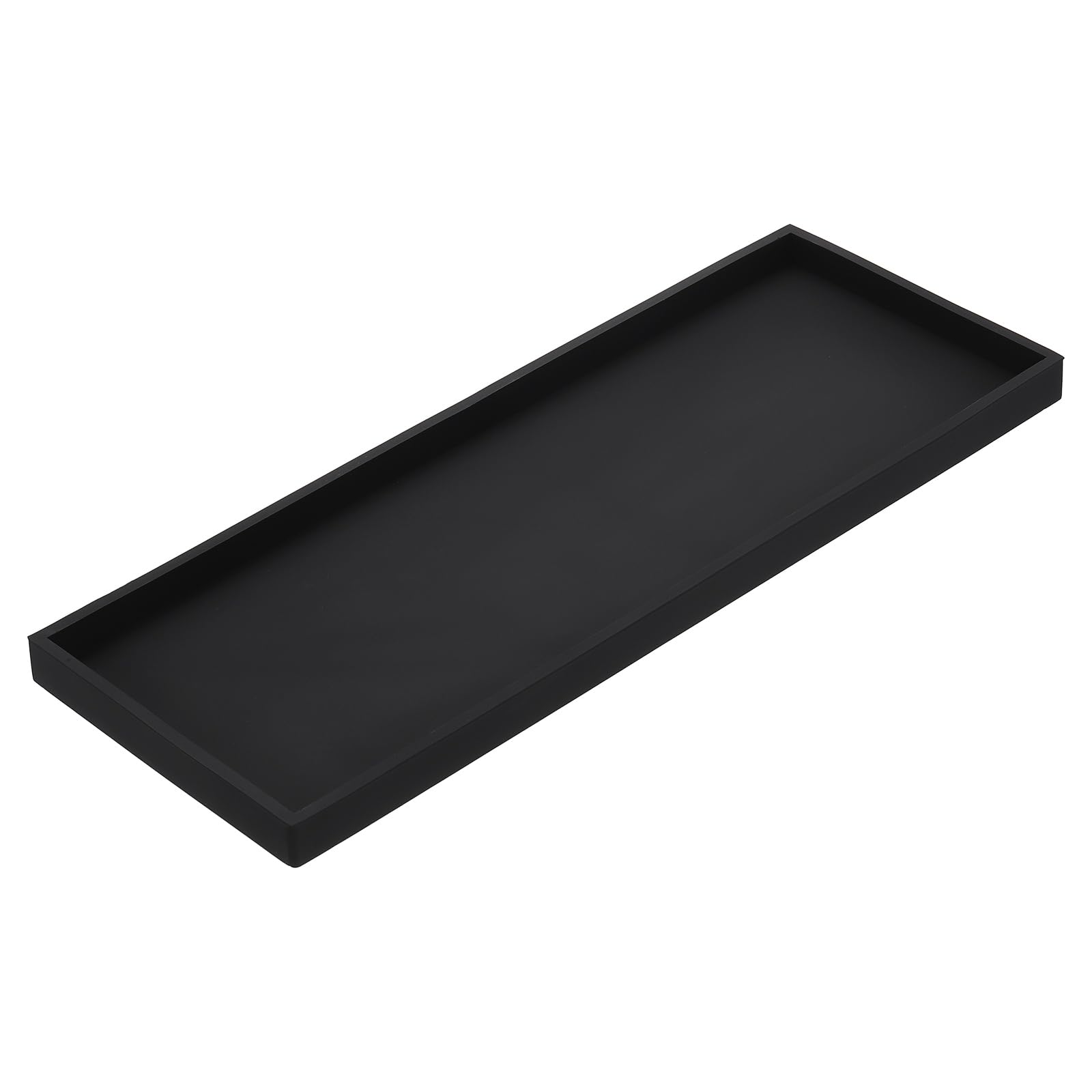 sourcing map Vassoio da bagno in silicone, 40 x 15 cm, infrangibile, organizer per lavello da cucina, per sapone, chiavi, candele, gingillo, nero