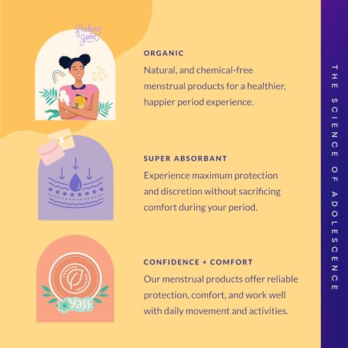 Happie Moon First Period Kit - Organic Cotton Pads in 3 Sizes (Starter, Small, Overnight), Ultra Thin with Wings, Chlorine-Free, Fragrance-Free & Toxin-Free,Travel Pouch Included | 13pcs