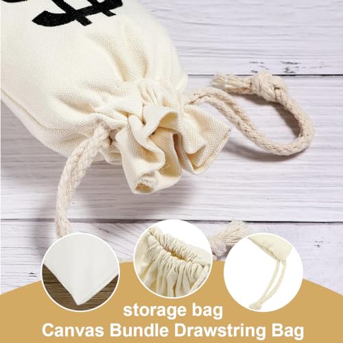 NHQ 3 Pcs Beutel mit Dollarzeichen 22x16cm,Räuber Kostüm,Geldsack mit Dollarzeichen,Geldbörsen Bankräuber Geldsack Dieb Geld Sack Dollarzeichen Stoffsack Räuber Geldbeutel Wild West Bank Beutel