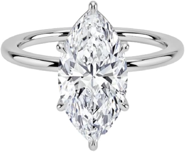 10K/14K/18K Solid Gold Marquise Cut Moissanite Engagement Ring 1-5 CT Solitaire Classic Wedding Ring for Women Birthday Gifts for Her
