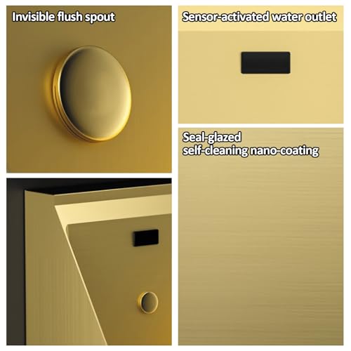 Urinal de acero inoxidable 304, montado en pared con sensor automático, para escuelas y lugares públicos, drenaje vertical (bronce) miniatura 3