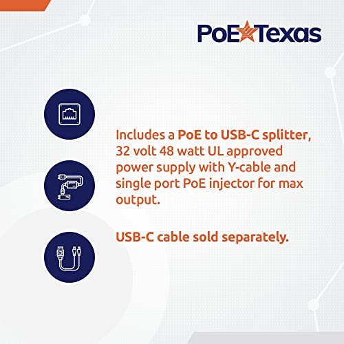 Kit PoE Texas de conversión PoE a USB-C con alimentación y datos separados: hasta 41 W, compatible con Dell, HP, Chromebook y más laptops miniatura 6