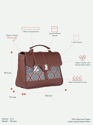 Image of ZOUK | Women's Vegan Leather | Stylish Handbag with Adjustable Strap, Top Handle |