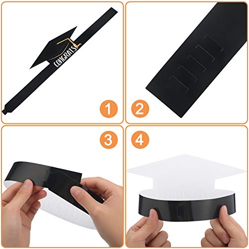 Tenare 36 Pieces Paper Graduation Crown For Kids Adjustable Paper Graduation Cap (Black) #TOP6
