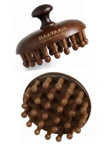 Image of 28 Teeth Natural Wood Hair and Scalp Massager Comb,Stress Relief & Detox Shampoo Brush,Wet and Dry Application for Reducing Dandruff and Stimulates Hair Growth (1 Unit)