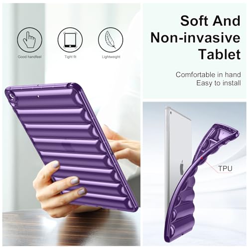 Coque iPad 10.2 silicone TPU souple transparent et pare-chocs violet léger