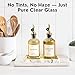 Verspace - Clear Glass Olive Oil Dispenser Bottles For Kitchen With Silicone Tray & 40 Labels, Soy Sauce Dispenser, Coffee Syrup Dispenser, Olive Oil Bottles Set Of 2, Gold