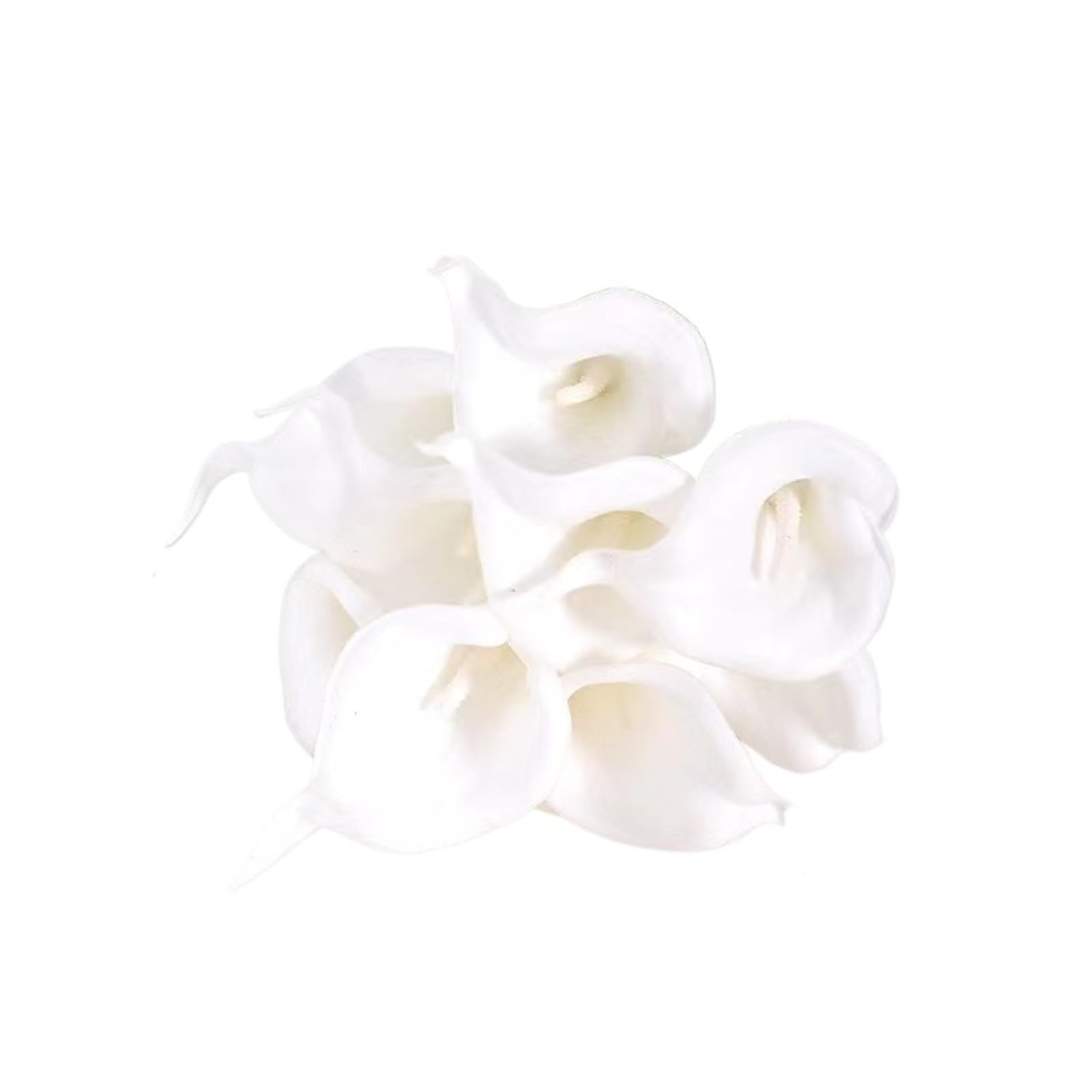LuoAXINN Artificial Wedding Bouquet 10Pcs White Fake Calla Lily Artificial Flowers Bridal Wedding Bouquet Latex Flower Home Kitchen Office Decor(White)
