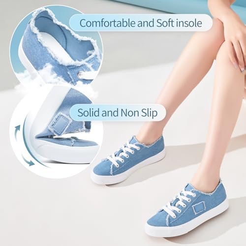 BENPAO Women's White Canvas Shoes Black Canvas Fashion Sneakers for Women Comfortable Casual Tennis Shoes Low Top Walking Shoes4