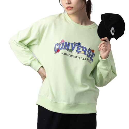 [コンバース] 裏毛 トレーナー レディース 綿混 オーバーサイズ スウェット トップス ライトグリーン:M