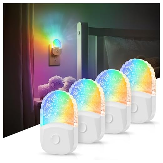 DORESshop 8-Color RGB LED Night Light Plug into Wall, 4Pack Color Changing Dusk to Dawn Night Light for Bedroom, Kids Room, Gift