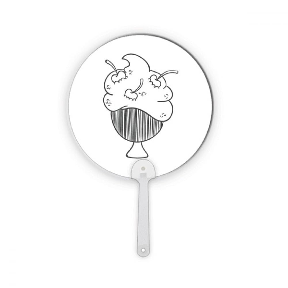 Éventail rond en plastique incassable no/no Black Line imprimé cerises graphiques