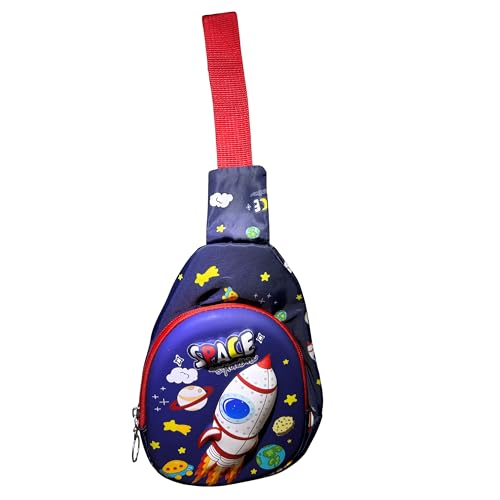 Image of Kids Small Cartoon Design Sling Crossbody Shoulder Bag for Boys & Girls, School Travel & Casual Backpack with Adjustable Strap for Children & Toddlers
