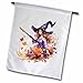 3dRose Pretty Floral Witch and Her Broom Illustration - Flags (fl-384090-2)