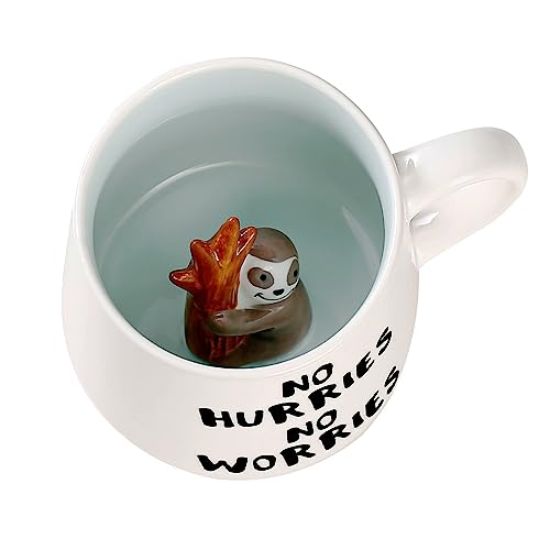 Faultier Keramik Tasse Lustig Personalisiert, Kawaii Süße Coole Sachen Kaffeebecher Cappuccino Lustige Tassen Personalisierte Dankeschön Beste Freundin Geschenke für Frauen, Männer, Mädchen