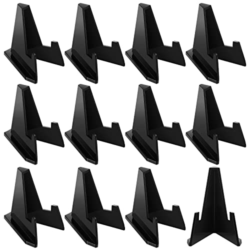 Boao 12 Packs Thick Acrylic Card Display Stand, 2.24" Mini Easel Stands for Psa Graded Cards, Baseball Sports Trading Cards, Challenge Coins & Photo Display, Premium Collectible Holder(Black) by Boao - Used condition - US$7.83