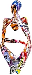 Modern Thinker Sculpture Decoration, Colourful Large Thinker Figure Ornaments, Creative Colourful Graffiti, Abstract Resin, Statue, Minimalist Art, for Living Room, Bedroom, Office, Desktop(Style 2)