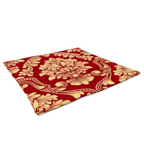 Coussin rouge damas chic pour sublimer votre canapé de salon