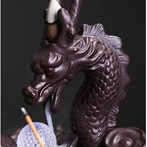 Dragon Incense Waterfall Burner With Multicolour Crystal Ball Ceramic Backflow Incense Holder Set Includes 45 Incense Cones And 50 Sandalwood Sticks #TOP4