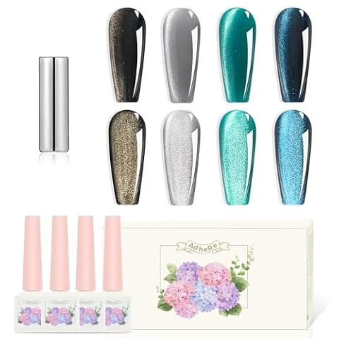 ADHERE 12 ml 4 kolorowe żelowe lakiery do paznokci UV zestaw do paznokci kocie oko magnes lakier UV lakier do paznokci lakier żelowy UV lakier do paznokci UV błyszczący błyszczący połysk