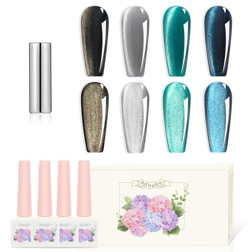 ADHERE Magnetic Cat Eye Nail Gel Polish Set – 7 Elegant Colors