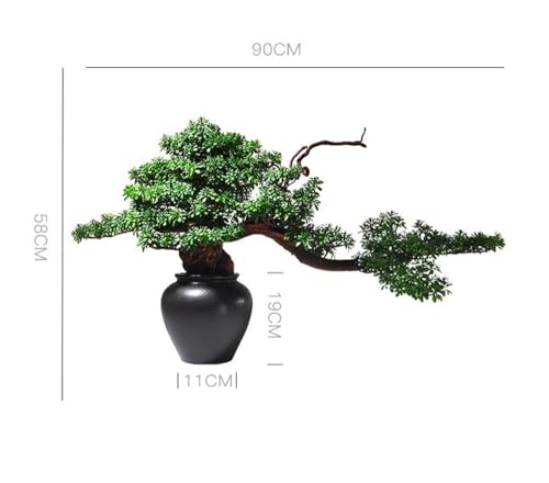 Bonsái Luohan artificial de gran realismo con florero de entrada elegante 7