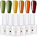 Produktbild AwsmColor Gel Nagellack Set, UV LED Einweichen Nagel Gel Kit, Rot Gelb Orange Grün Blätter Gelpolitur 6 Helle Farben 8ML Einweichen Gele 2020 Nagelfarbe für Frauen Mädchen